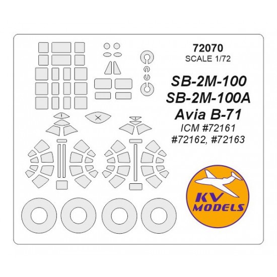 1/72 SB-2M-100/A/Avia B-71 Masking w/Wheels Masks for ICM #72161-163