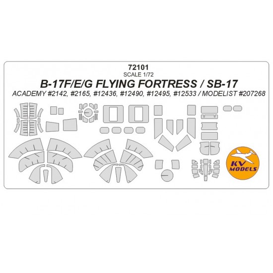 1/72 B-17F/E/G FLYING FORTRESS/SB-17 Masking for Academy/Modelist kits