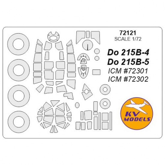 1/72 Do 215B-4/Do 215B-5 Masking w/Wheels Masks for ICM # 72301, # 72302