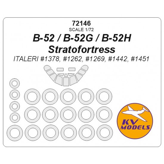 1/72 B-52/B-52G/B-52H Stratofortress Masking for Italeri #1378/1262/1269/1442