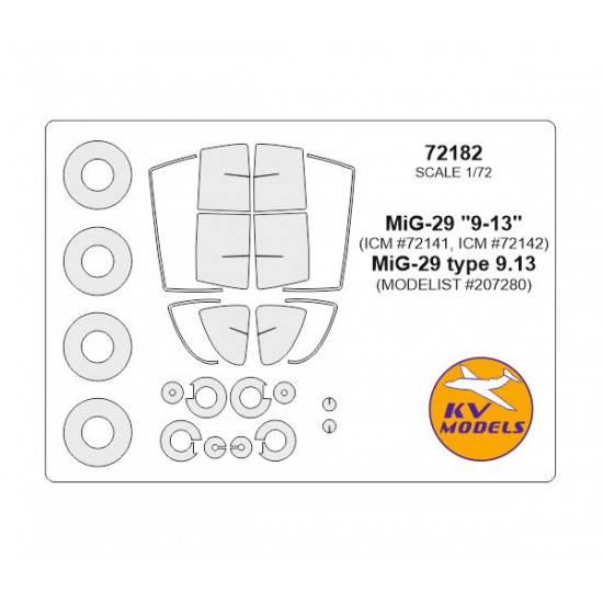 1/72 MiG-29 "9-13" Masking w/Wheels Masks for ICM #72141, 72142/Modelist #207280