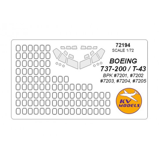 1/72 Boeing 737-200/T-43 Masking for BPK #7201, #7202, #7203, #7204, #7205