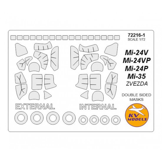 1/72 Mi-24V/Mi-24P/Mi-35 Double sided Masking for Zvezda/Revell kits