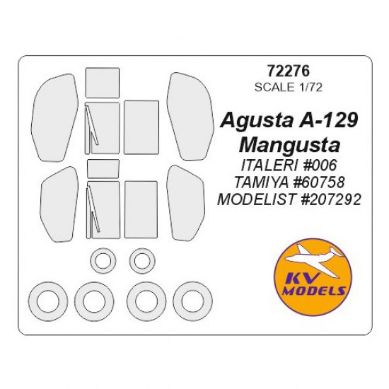 1/72 Agusta A-129 Mangusta Masking for Italeri #006/Tamiya #60758/Modelist #207292