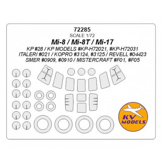 1/72 Mi-8/Mi-8T/Mi-17 Masking for Kp Models/ Smer/Kopro/Italeri/Mistercraft/Revell kits