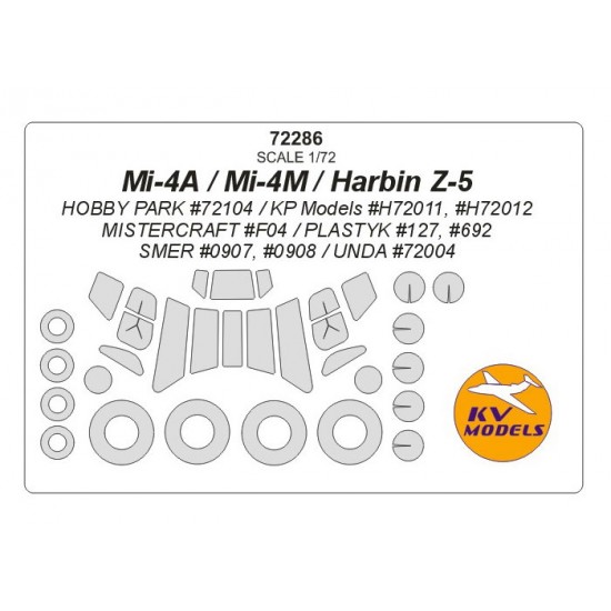 1/72 Mi-4A/Mi-4M/Harbin Z-5 Masking for Kp Models/Mistercraft/Plastyk/Smer/Unda kits