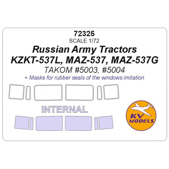 1/72 Russian Army Tractors KZKT-537L, MAZ-537/G Double sided Masking for Takom kits