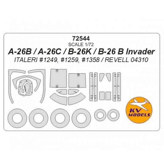 1/72 A-26B/A-26C/B-26K/B-26 B Invader Masking for Italeri /Revell 04310