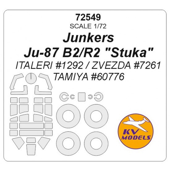 1/72 Junkers Ju-87 B2/R2 "Stuka" Masking for Italeri #1292, Zvezda #7261, Tamiya #60776