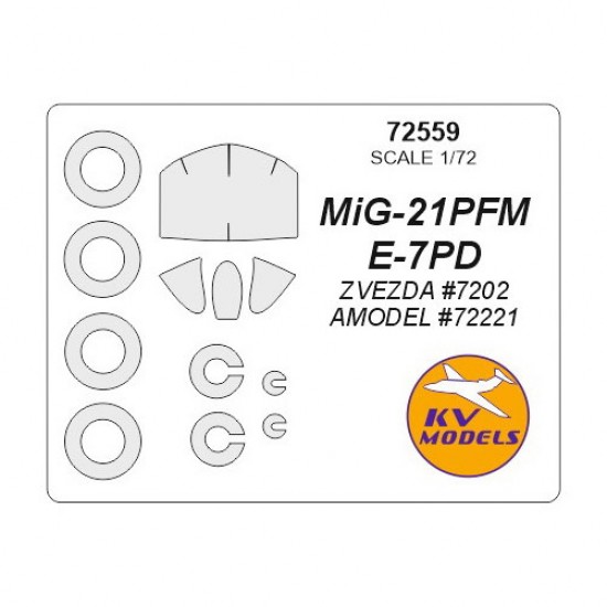 1/72 MiG-21PFM/E-7PD Masking for Zvezda #7202/Amodel #72221