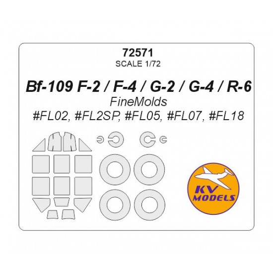 1/72 Bf-109 F-2/F-4/G-2/G-4/R-6 Masking for FineMolds #FL02, #FL2SP, #FL05, #FL07, #FL18