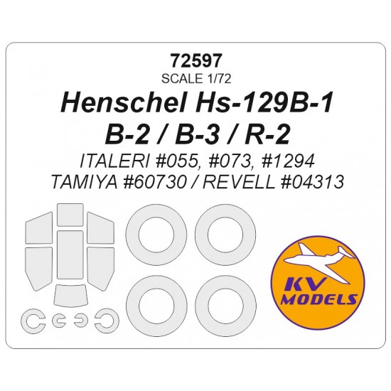 1/72 Henschel Hs-129 B-1 / B-2 / B-3 / R-2 Masks for Italeri / Tamiya / Revell kits