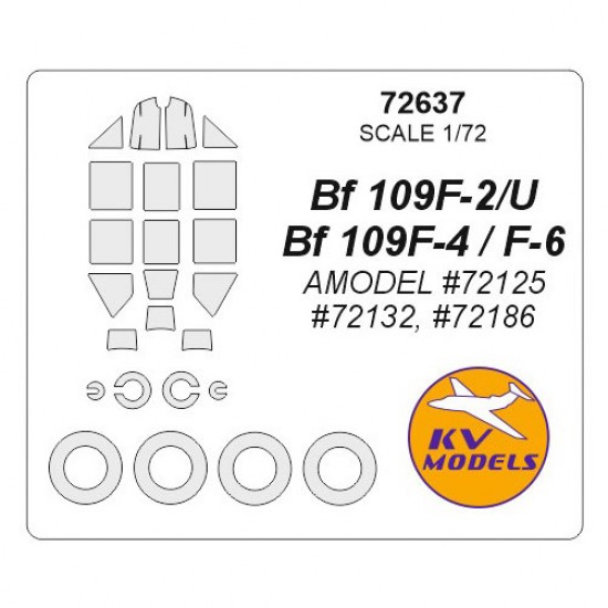 1/72 Bf 109F-2/U/Bf 109F-4/F-6 Masking for Amodel #72125, #72132, #72186