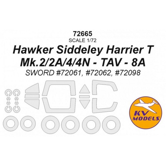 1/72 Hawker Siddeley Harrier T Mk.2/2A/4/4N TAV - 8A Masking for Sword #72061 #72098