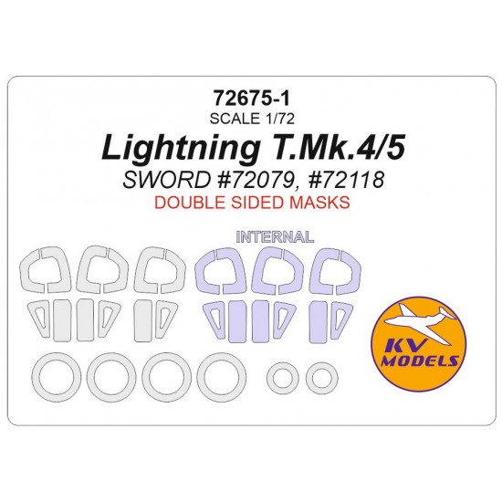 1/72 Lightning T.Mk.4/5 Double-sided Masking w/Wheels Masks for Sword #72079 #72118