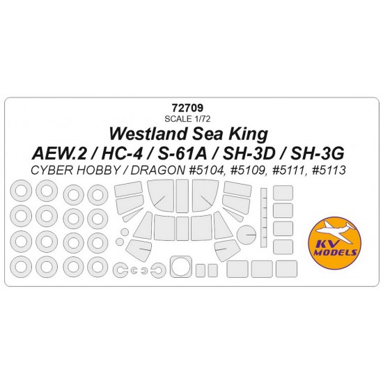 1/72 Westland Sea King AEW.2/HC-4/SH-3D/SH-3G/S-61A Masking for Cyber Hobby kits