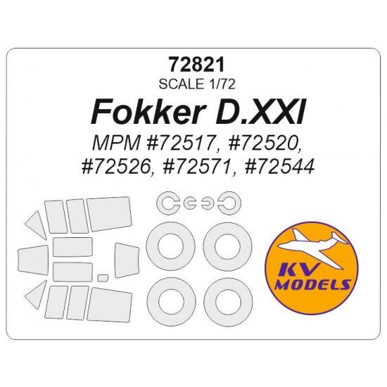 1/72 Fokker D.XXI Masking for MPM #72517/72520/72526/72571/72544