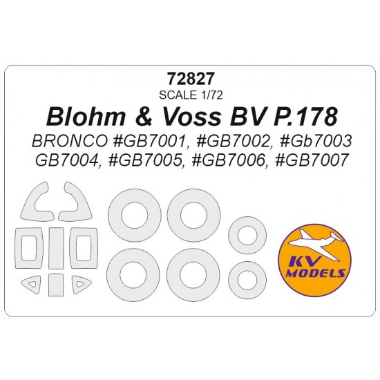 1/72 Blohm & Voss Bv P.178 Masking for Bronco #GB7001-7007