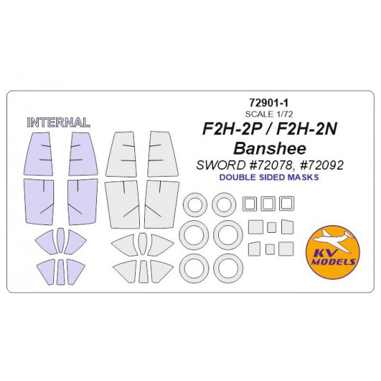 1/72 F2H-2P/F2H-2N Banshee Double-sided Masking for Sword #72078, #72092