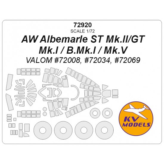 1/72 Armstrong Whitworth Albemarle St Mk. II Masking w/Wheels Masks for Valom kits