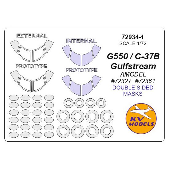 1/72 Gulfstream G550/C-37B Double-sided Masking for Amodel kit #72327, #72361