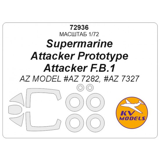 1/72 Supermarine Attacker Prototype, Attacker F.B.1 Masking for AZ Models #7282/7327 kits