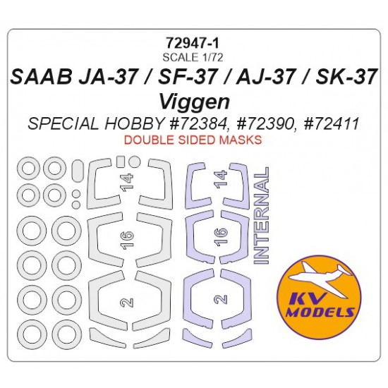 1/72 SAAB JA-37/SF-37/AJ-37/SK-37 Viggen Masking for Special Hobby #72384, #72390, #72411