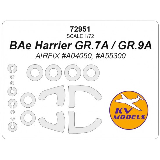 1/72 BAe Harrier GR.7A / GR.9A Masking w/Wheels Masks for Airfix #A04050 #A55300