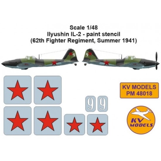 1/48 IL-2 Stencil Masks for 62th Fighter Regiment, Summer 1941 (Zvezda)