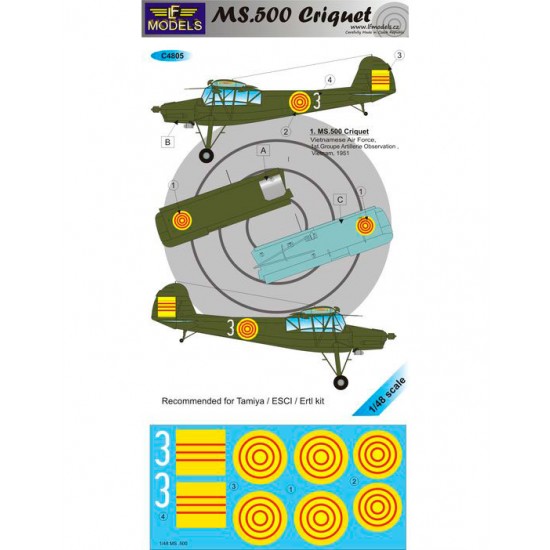 1/48 MS.500 Vietman 1 Decal Option for Tamiya/ESCI/Ertl kit