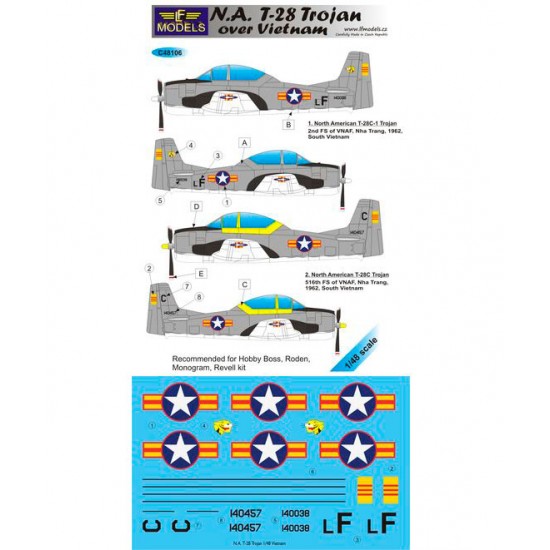 1/48 N.A. T-28 Trojan over Vietnam Decal for Hobby Boss/Roden/Monogram/Revell