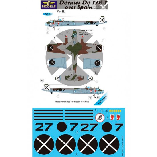 1/48 Dornier Do17E-1 over Spain II. 1 Decal Option for Hobby Craft kit