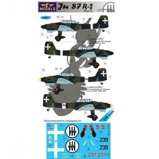 1/48 Junkers Ju87R-2 part II. 2 Decal Options for Hasegawa kit