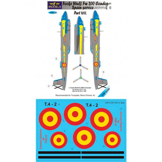 1/48 Focke Wulf Fw 200 Condor Spain service Part V Decal for Trumpeter/Mono Chrome