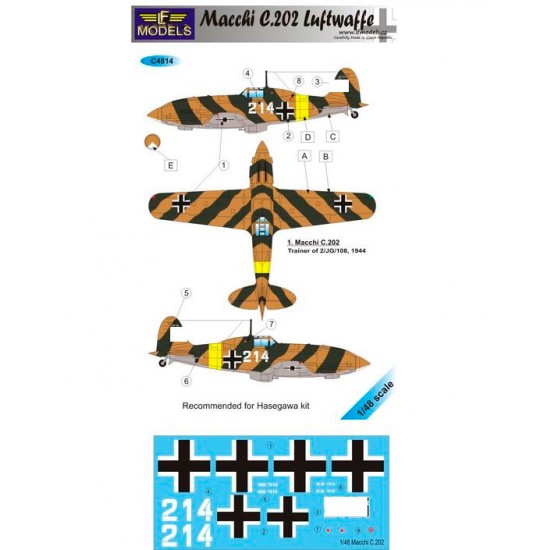 1/48 Macchi C. 202 Luftwaffe 1 Decal Option for Hasegawa kit