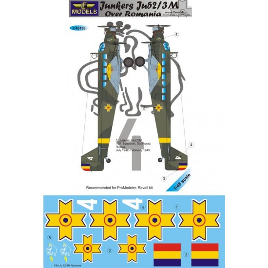 1/48 Junkers Ju 52/3M over Romania 1 Decal Option for ProModeler/Revell kit