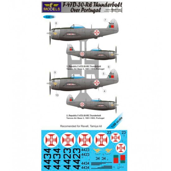 1/48 Republic F-47D-30-RE Thunderbolt over Portuga Decal for Revell/Tamiya kit