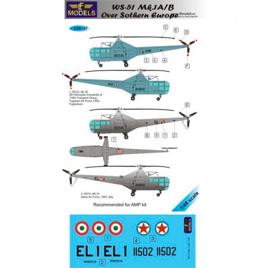 1/48 Westland Sikorsky WS-51 over Southern Europe 2 Decal Options for AMP kit