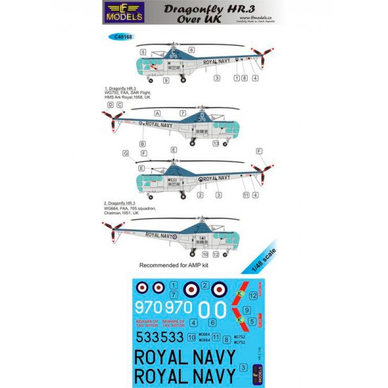 1/48 Westland Sikorsky HR.3 over UK 2 Decal Options for AMP kit