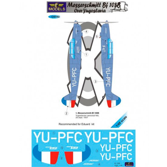 1/48 Messerschmitt Bf 108B over Yugoslavia 1 Decal Option for Eduard kit