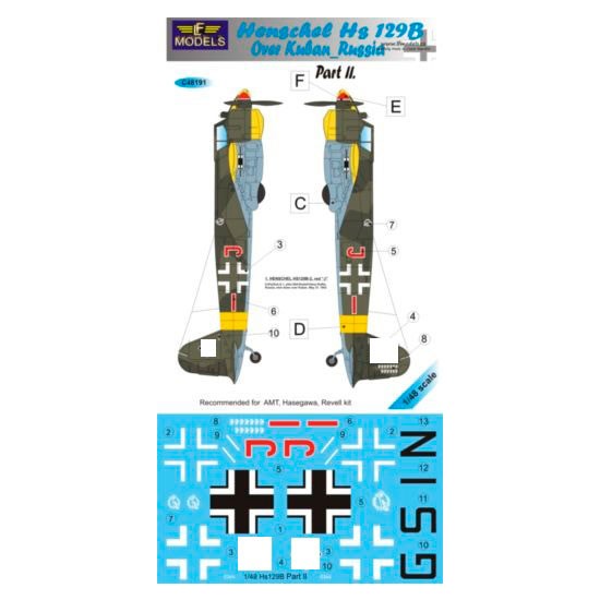 1/48 Henschel Hs 129B over Kuban Part 2 Decal for AMT/Hasegawa/Revell kit