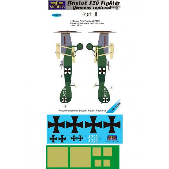 1/48 Bristol F.2b Fighter Germans Captured Part III. Decal for Eduard/Revell/Roden