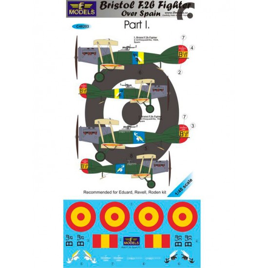 1/48 Bristol F.2b Fighter over Spain Part I. Decal for Eduard/Revell/Roden kit