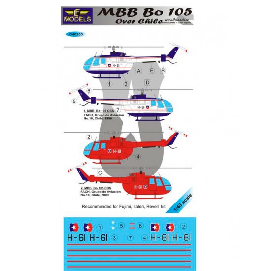 1/48 MBB Bo 105 over Chile 2 Decal Options for Fujimi/Italeri/Revell kit