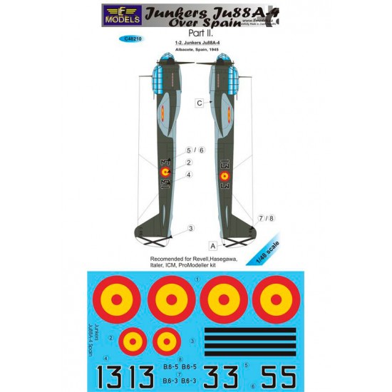 1/48 Junkers Ju 88A-4 over Spain part 2 Decal for Italeri/ICM/Revell/Hasegawa/Promodeller
