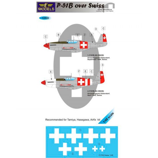 1/48 P-51B over Swiss 2 Decal Options for Tamiya/Hasegawa/Revell/Eduard kit