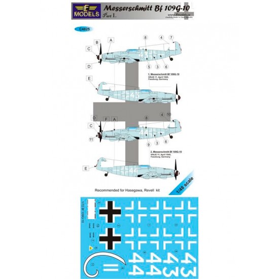 1/48 Bf 109G-10 part I. 2 Decal Options for Hasegawa/Revell kit