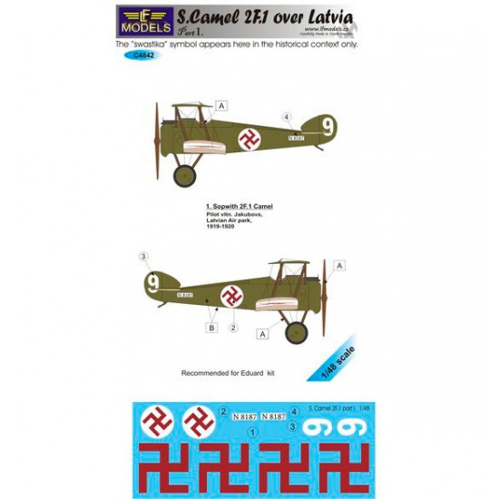 1/48 S. 2F.1 Camel over Latvia part I. 1 Decal Option for Eduard kit