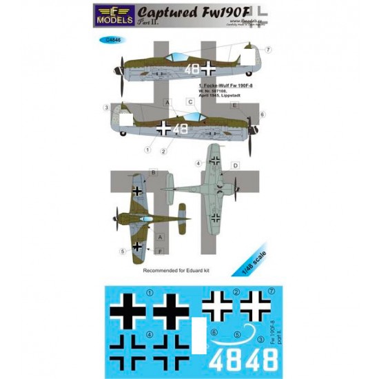 1/48 Captured Fw 190F part II. 1 Decal Option for Eduard kit