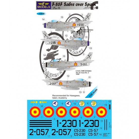 1/48 N.A. F-86F Sabre over Spain part II. Decal for Hasegawa/Italeri/Academy